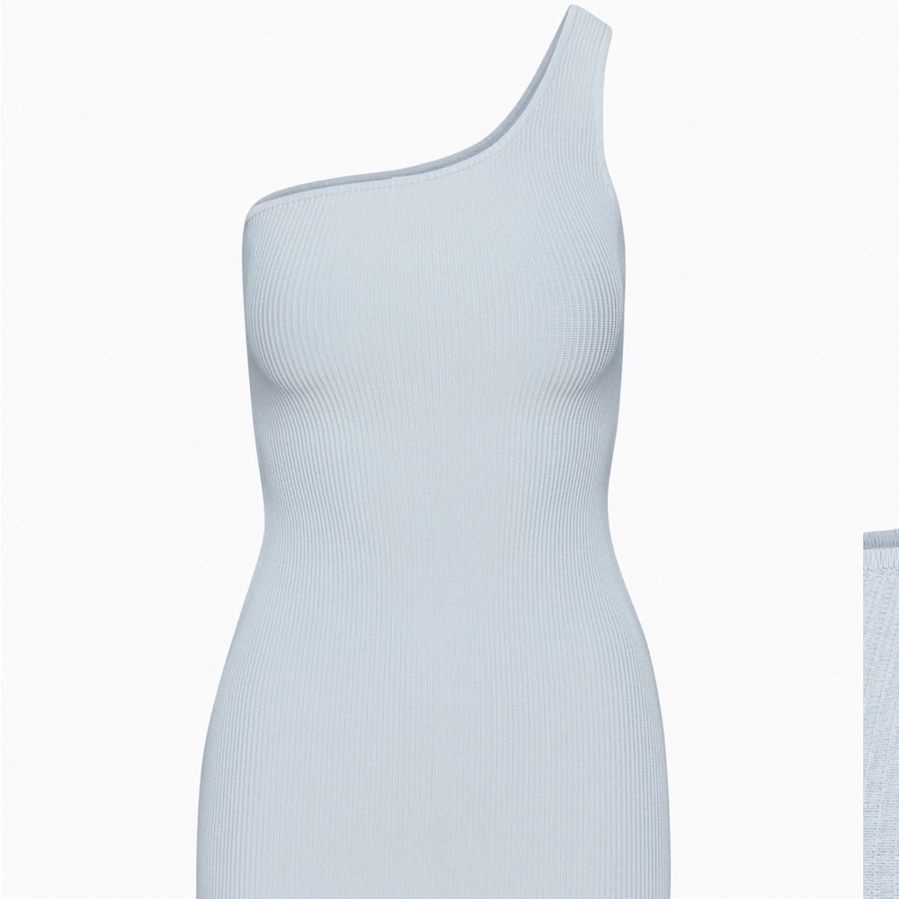 NWT Aritzia Babaton Sculpt Knit Ribbed
One-shoulder Dress, Light Blue, S
